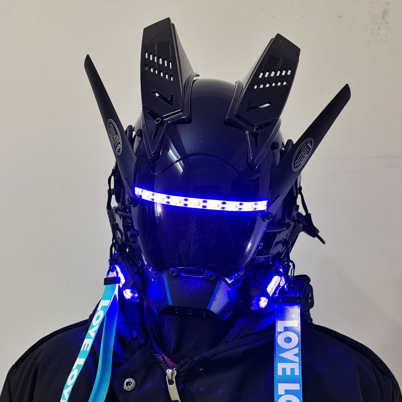 Cyberpunk masks, punk accessories, technologically aware helmets, mechanical LED masks, cosplay performance props