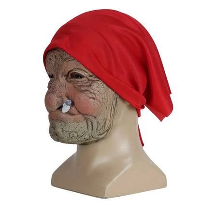 Halloween horror character headgear, smoking granny mask, latex headgear, dance party Douyin props and peripherals