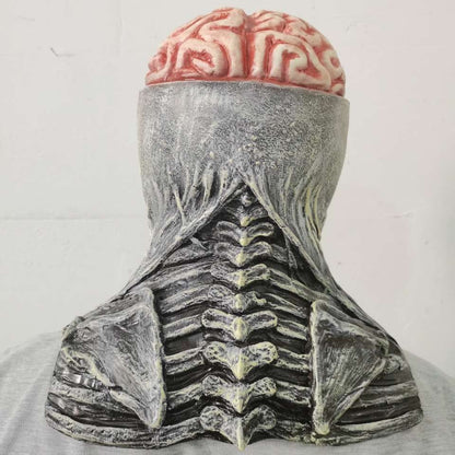 Scary brain-blasting hood, funny, scary, screaming, latex mask, Halloween skull mask