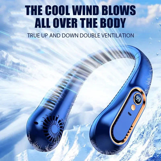 New Portable Mini Neck Fan Bladeless 360 Degree Neckband Fan Digital Display Power Cooler USB Rechargeable Neck Fan