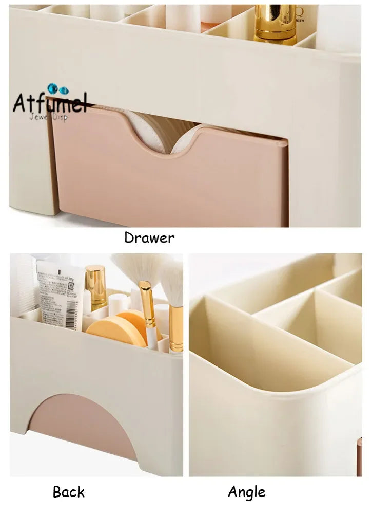 Plastic Cosmetic Storage Box Multifunctional Desk Make-up Organizer Case Lipstick Perfume Bangle Ring Jewelry Display Tray Box