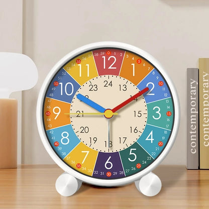 Kids Educational Alarm Clock Desktop Teaching Clock Round Mute Early Education Home Bedroom Decoration Boys Girls Students Gift