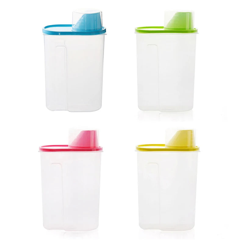 Plastic Kitchen Rice Cereal Bean Food Storage Dispenser Container Lid Sealed Box Storage Bottles Jar Practical