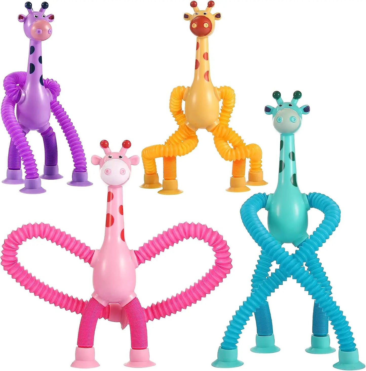 4 Pack Telescopic Suction Cup Giraffe Toy Sensory Tubes for Boys Girls Autistic Travel Toys For Christmas Gift