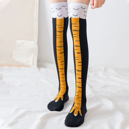 Chicken Paws Feet Long Socks Women Over The Knee Stockings Funny Cartoon Chicken Leg Claw Ladies 3D Print Thigh High Socks Gifts