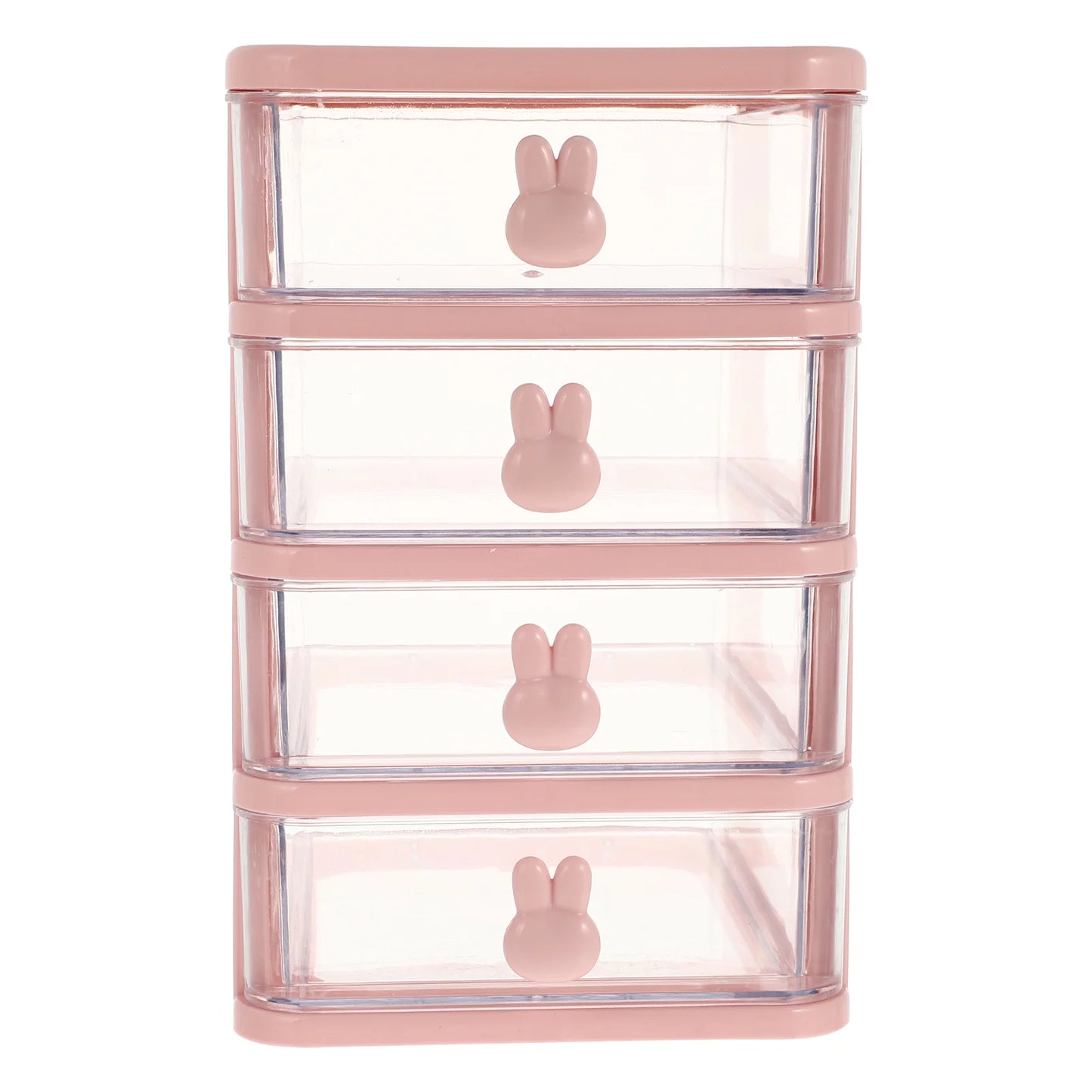 Storage Bin Drawer Box Desktop Cabinet Office Stationery Container Organizer Transparent Table Rabbit Organizers Pink