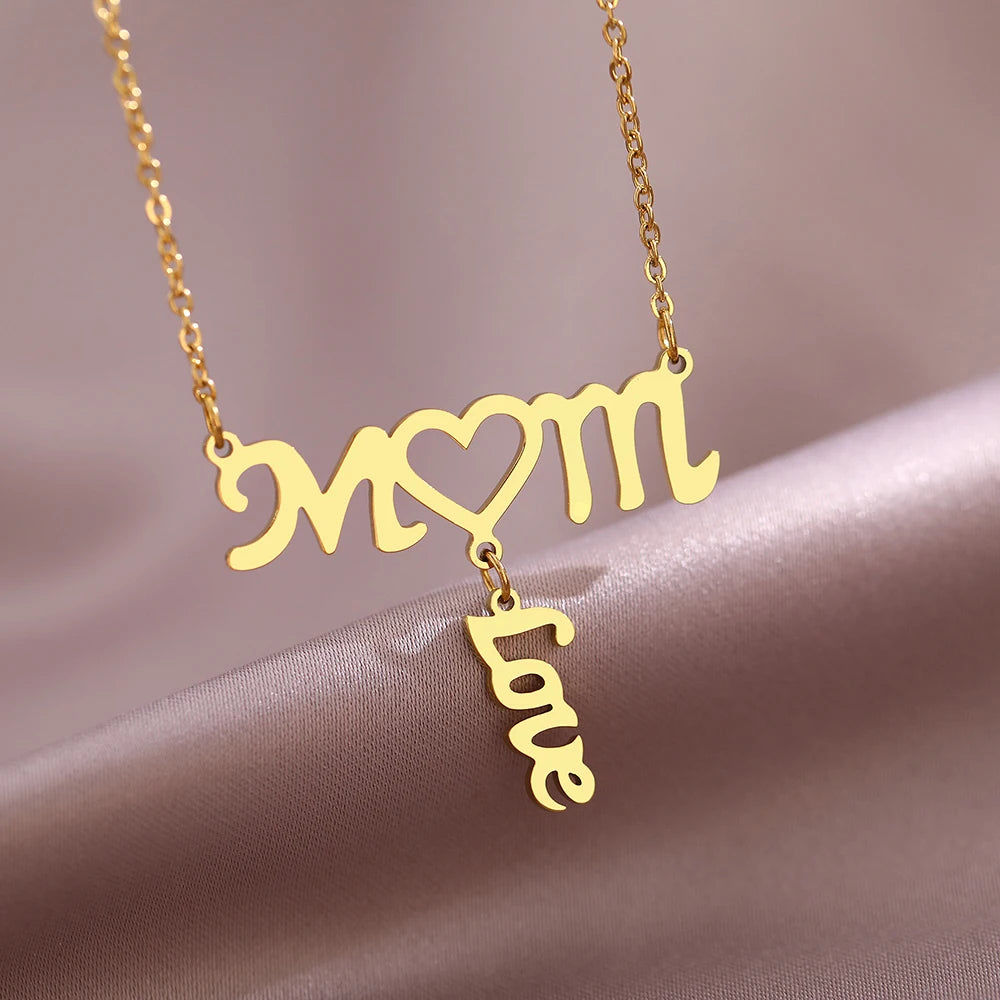 Stainless Steel Necklaces Letter Mom Love Pendants Mother's Day High-end Sense Choker Chain Necklace For Women Jewelry Gifts