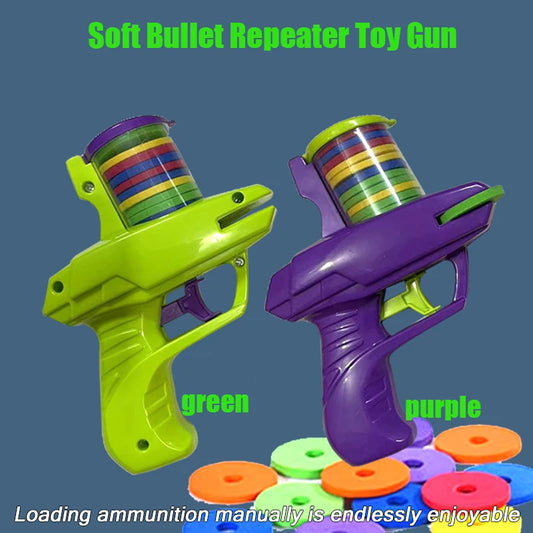 Children's Frisbee Gun Radish Gun Safety EVA Frisbee Gun Parent Child Outdoor Toy Soft Bullet Gun Battle pistolas de hidrogel