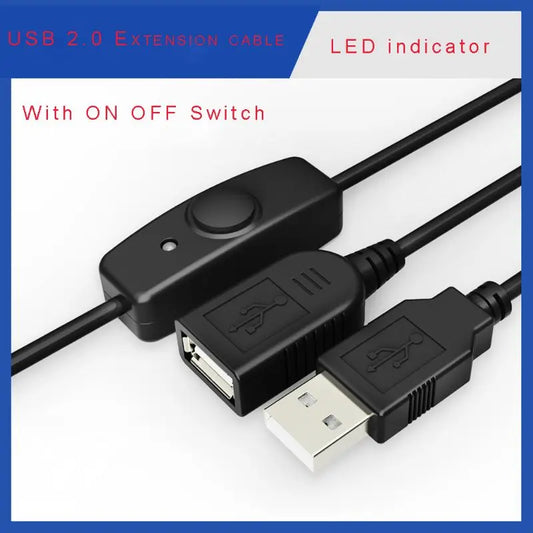 Data Sync USB 2.0 Extender Cord USB Extension Cable With ON OFF Switch Indicator for Raspberry Pi PC USB Fan LED Drop Shipping