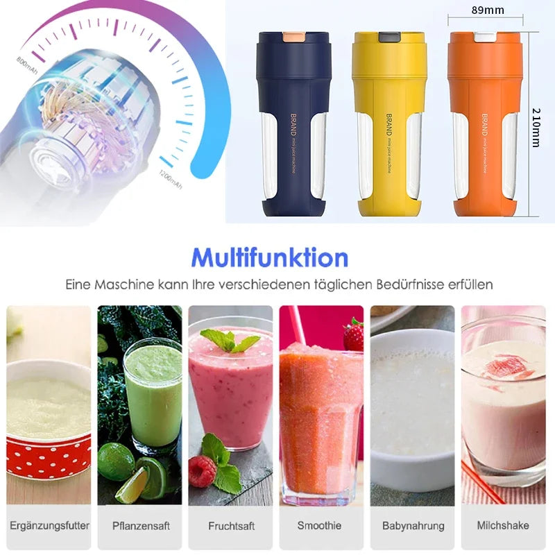 Electric Juicer Mini Portable Blender Fruit Mixers Fruit Extractors Multifunction Juice Maker Machine Blender Smoothies Mixer