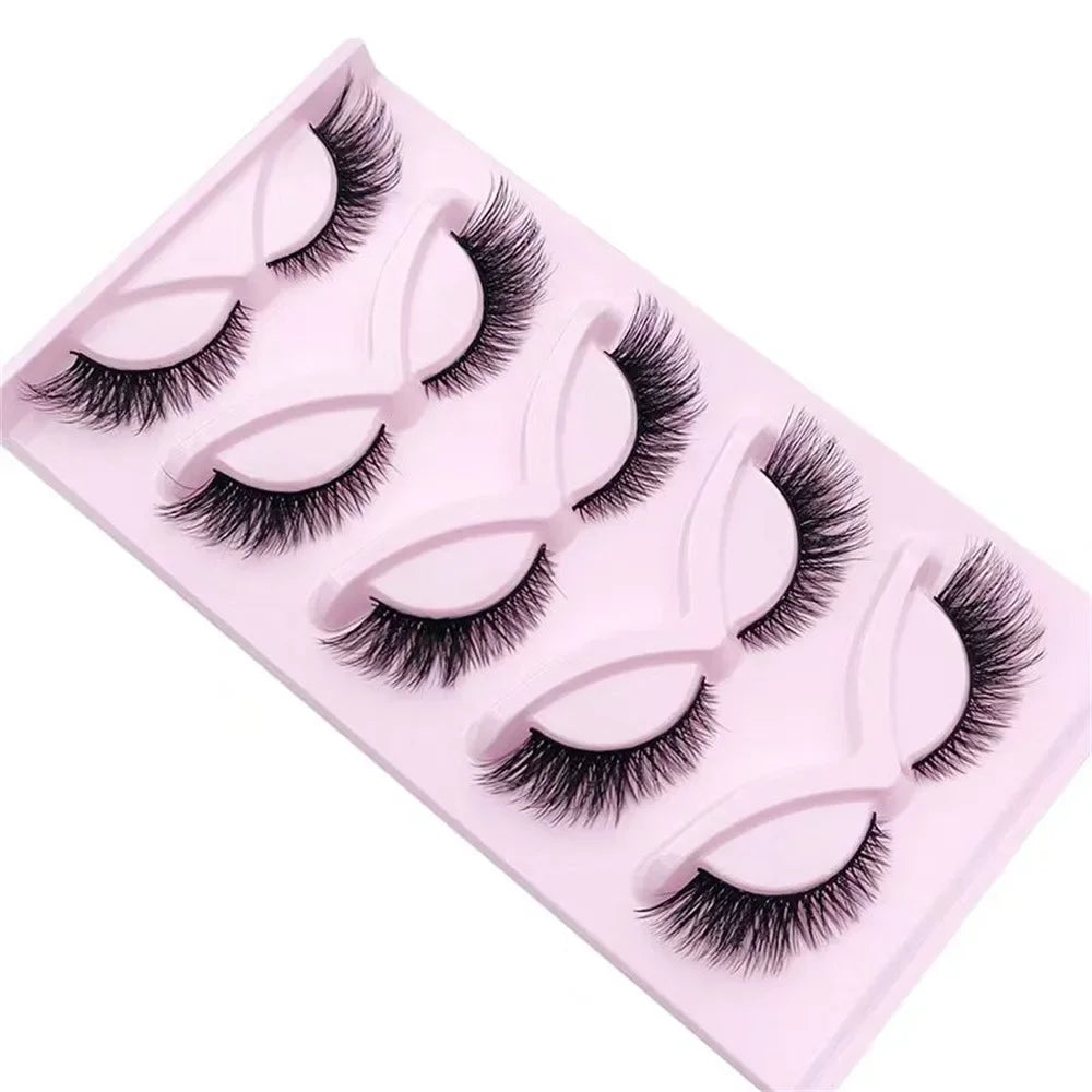 5 Pairs Cat Eyelashes Faux Mink Fox Eyelash Winged Fluffy Fake Lashes Maquiagem Natural Long Faux Cils Makeup