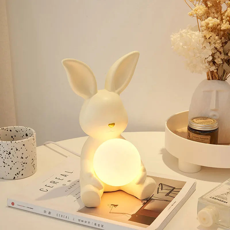 Wedding Table Lamp, Girl's Bedroom, Romantic Night Lamp, Creative and High end Cartoon Big Ear Rabbit Decoration