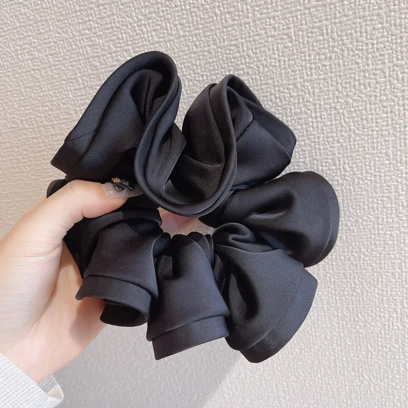 Korean Fashion Big Size Scrunchie Ruffle Elastic Hair Bands Girls Updo Headwear Elegant Ribbon Hair Ties Women Hair Accessories