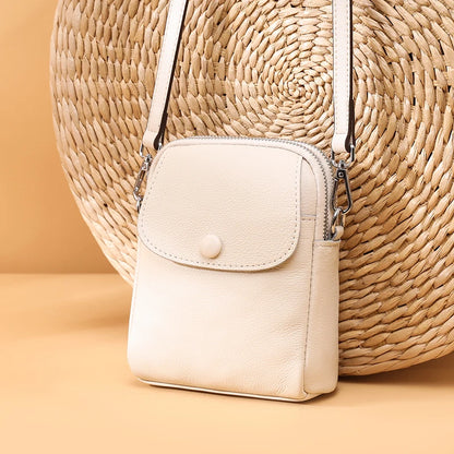 100% cowhide Fashion Crossbody Bag Female Summer Handbag Solid Color Simple Trend Casual Single Shoulder Crossbody Bag Female