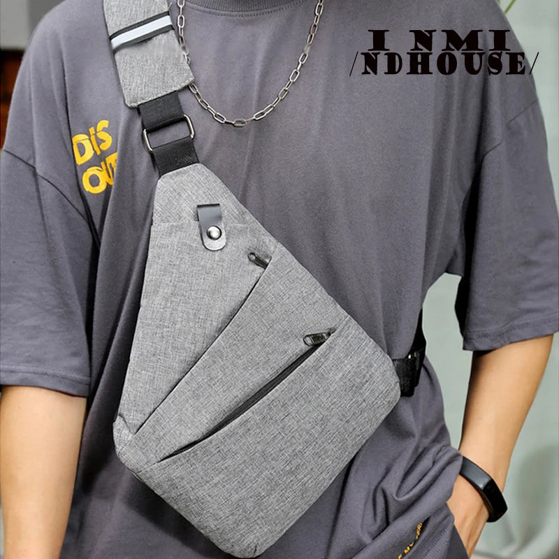 Chest Pack Messenger Sling Bags For Men Casual Canvas Small Zipper Crossbody Pouch Simple Small Crossbody Shoulder Bag Men Bag