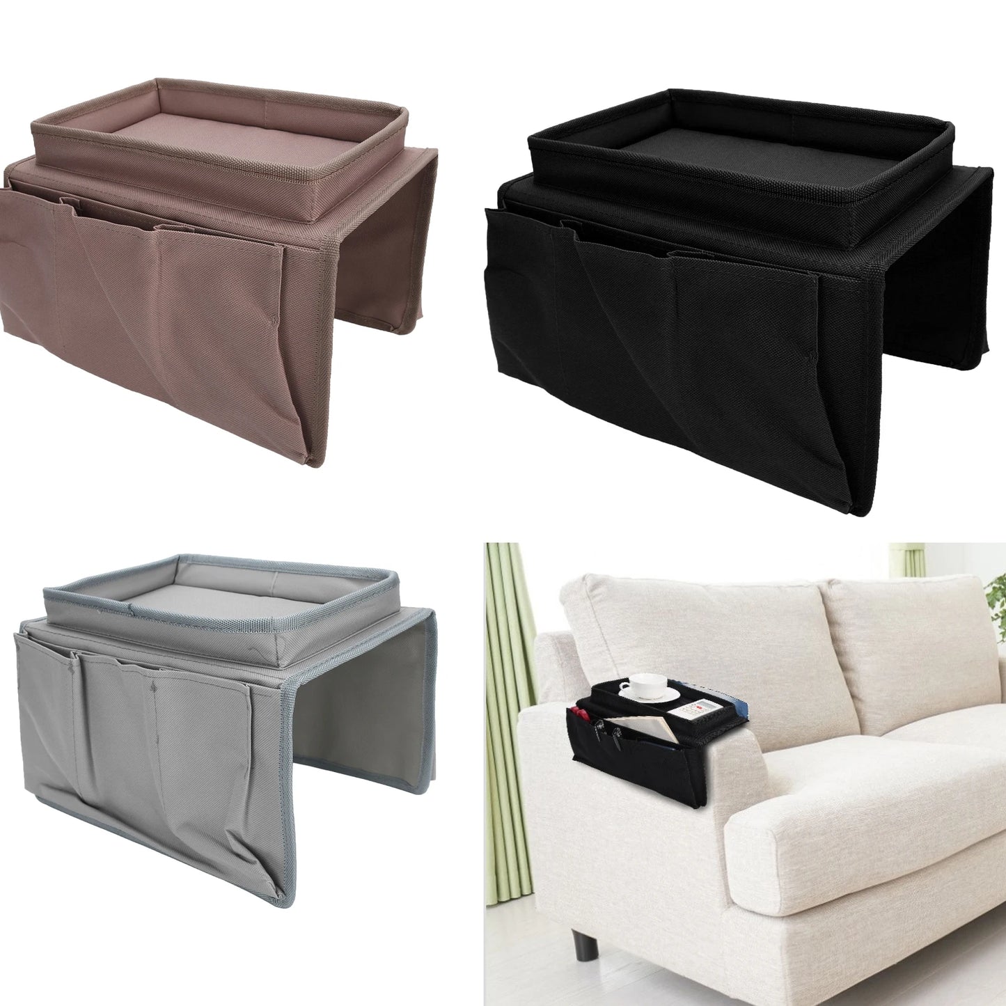 4 Pockets Sofa Armrest Tv Remote Control Organizer Armchair Couch Bag With Cup Holder Tray Remote Control Storage Bag