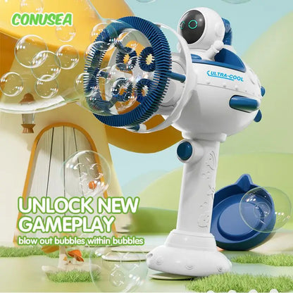 Astronaut Bubble In Bubble Gun Automatic Electric Soap Bubbles Maker Blowing Machine Summer Outdoor Park Play Toy Games for Kids