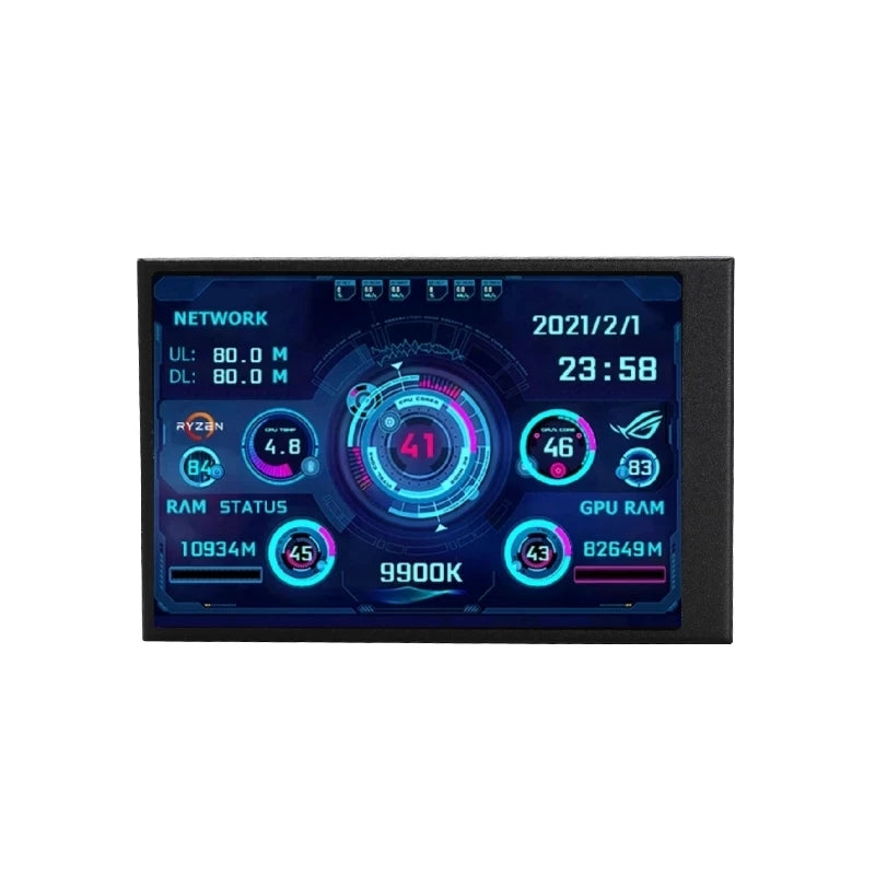 Freely Rotatable 3.5 Inch IPS TYPE-C Secondary Screen Monitor for Computer CPU, GPU, RAM, and HDD. Compatible with AIDA64, Doubles as USB Display