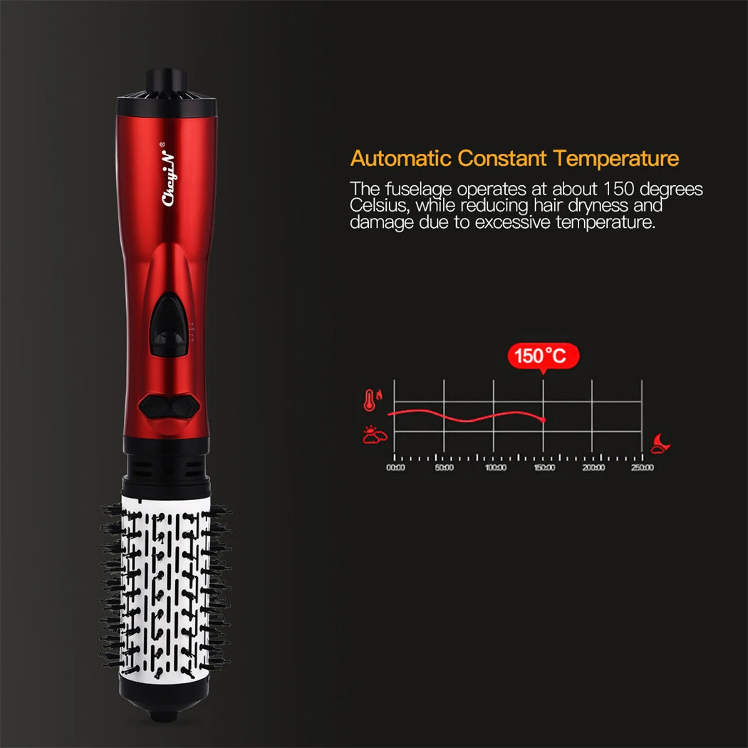 CkeyiN Hair Dryer Brush 2 In 1 Hot Air Spin Brush Curling Straightening Styling Auto-Rotating Ionic Round Blow Dryer Volumizer