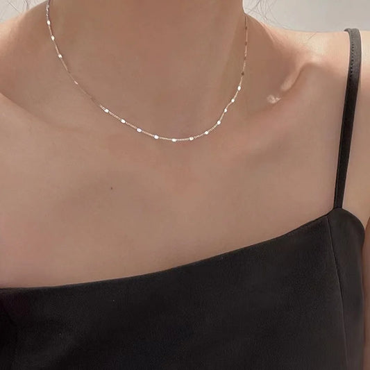 925 Sterling Silver Necklace Charm Necklace Shiny Exquisite Collarbone Chain Choker Birthday Gift For Women's Fashion Jjewelry