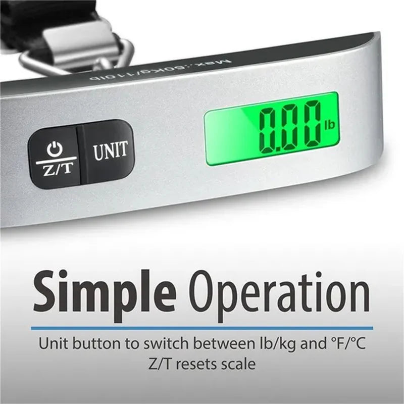 Portable Digital Luggage Scale LCD Display 110lb/50kg Handheld Hanging Travel Baggage Electronic Scale Suitcase Weight Scales