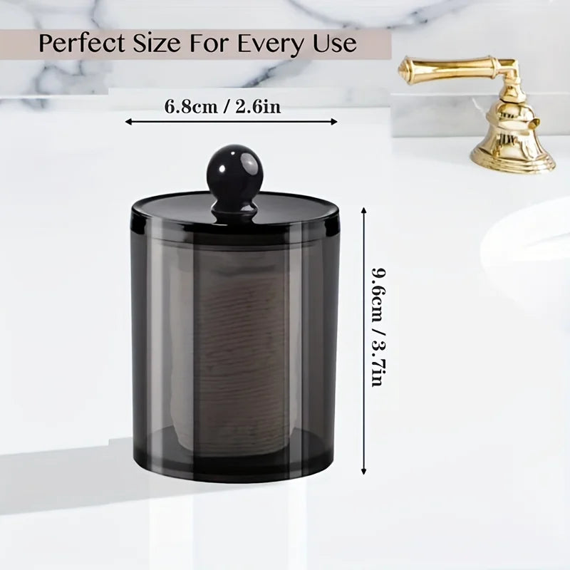 2/3/4 Pack Qtip Dispenser Apothecary Jars Bathroom Jar 10 oz Black Plastic Holder Storage Box for Cotton Ball, Swab Cotton