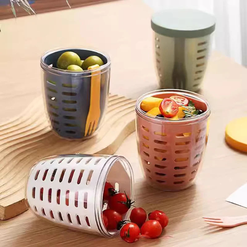 Portable Breakfast Cups Yogurt Salad Cereal Nut Fruitful Cup Container Set with Fork Food Storage Bento Box Lunch