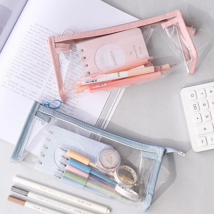 PVC Transparent Pencil Case Kawaii Waterproof Pencil Bags For Students Stationery School Supplies Portable Pen Pencil Pouch Bag