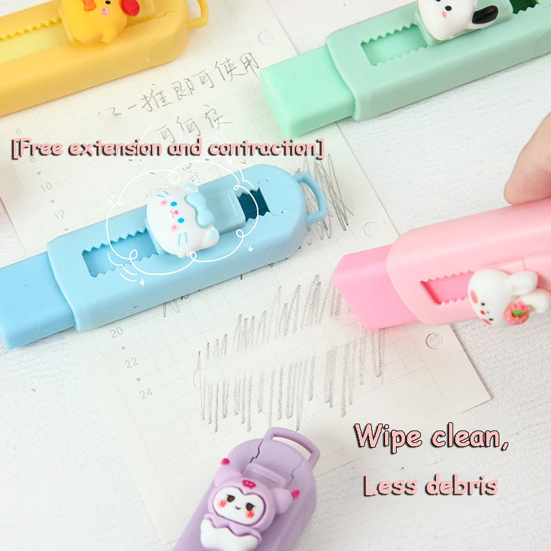 CHEN LIN Creative Push-pull Cartoon Eraser Macaron Colored Eraser Telescopic Kawaii Children's Pencil Eraser Student Stationery