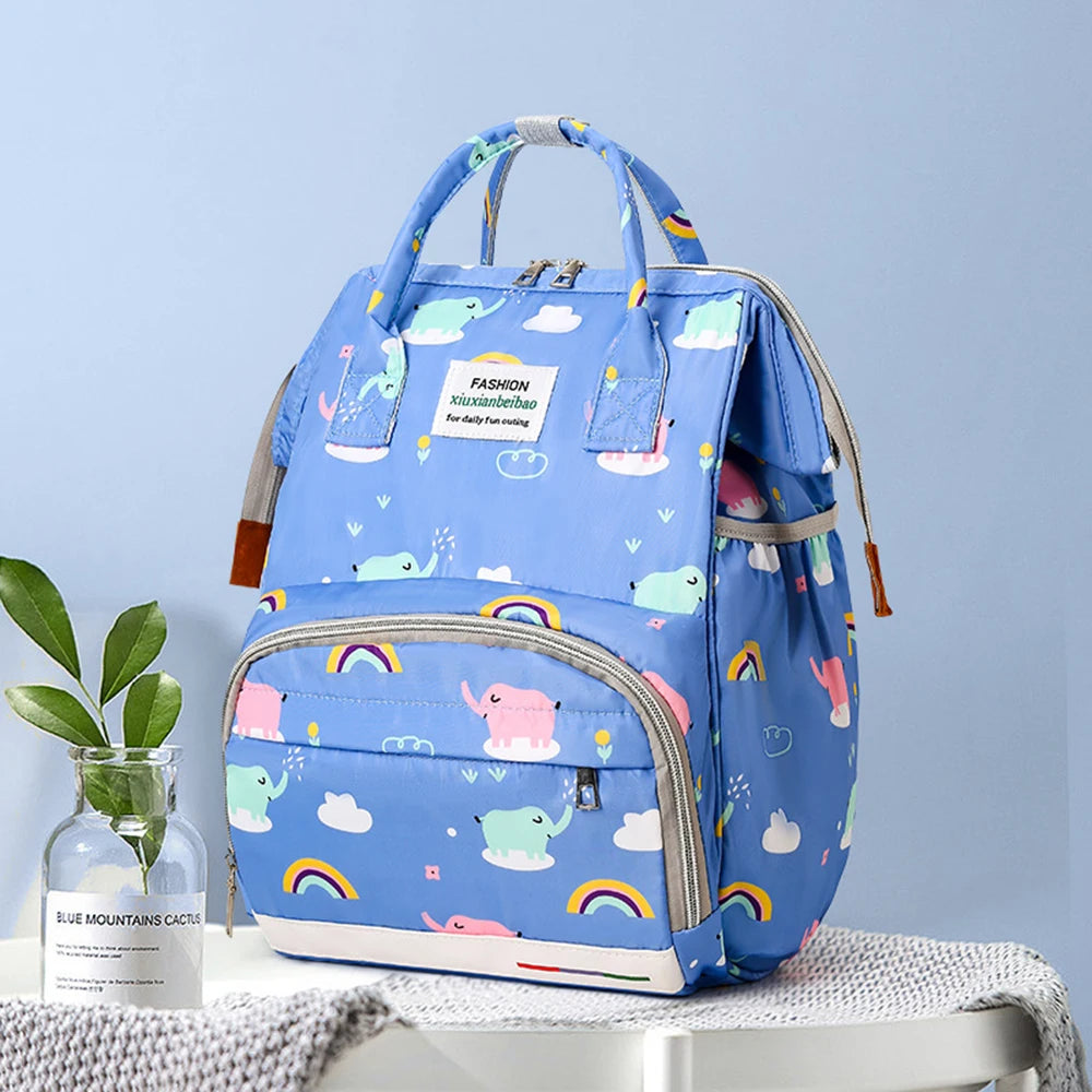 2024 New Large Capacity Mother Child Mom's Bag Outdoor Waterproof Oxford Fabric Backpack Baoma Baby Walking Bag Multi functional