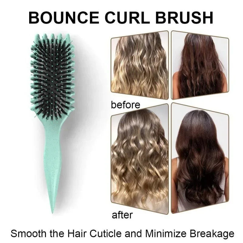 Bounce Curl Define Styling Brush Boar Bristle Detangling Hair Brush Tangled Hair Comb Shaping Defining Curls Barber Styling Tool