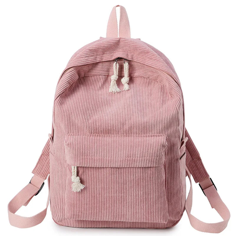 Women Backpack Corduroy Design School Backpacks For Teenage Girls School Bag Striped Rucksack Travel Bags Shoulder Bag