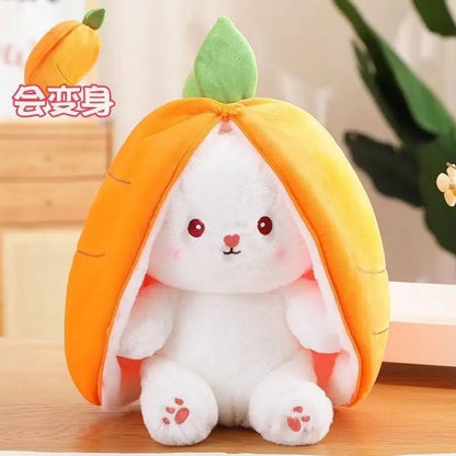 Funny Joy Kawaii Fruit Bunny Plush Toy Cute Carrot Strawberry Turn Into Rabbit Plush Toy Kids Birthday Christmas Gift