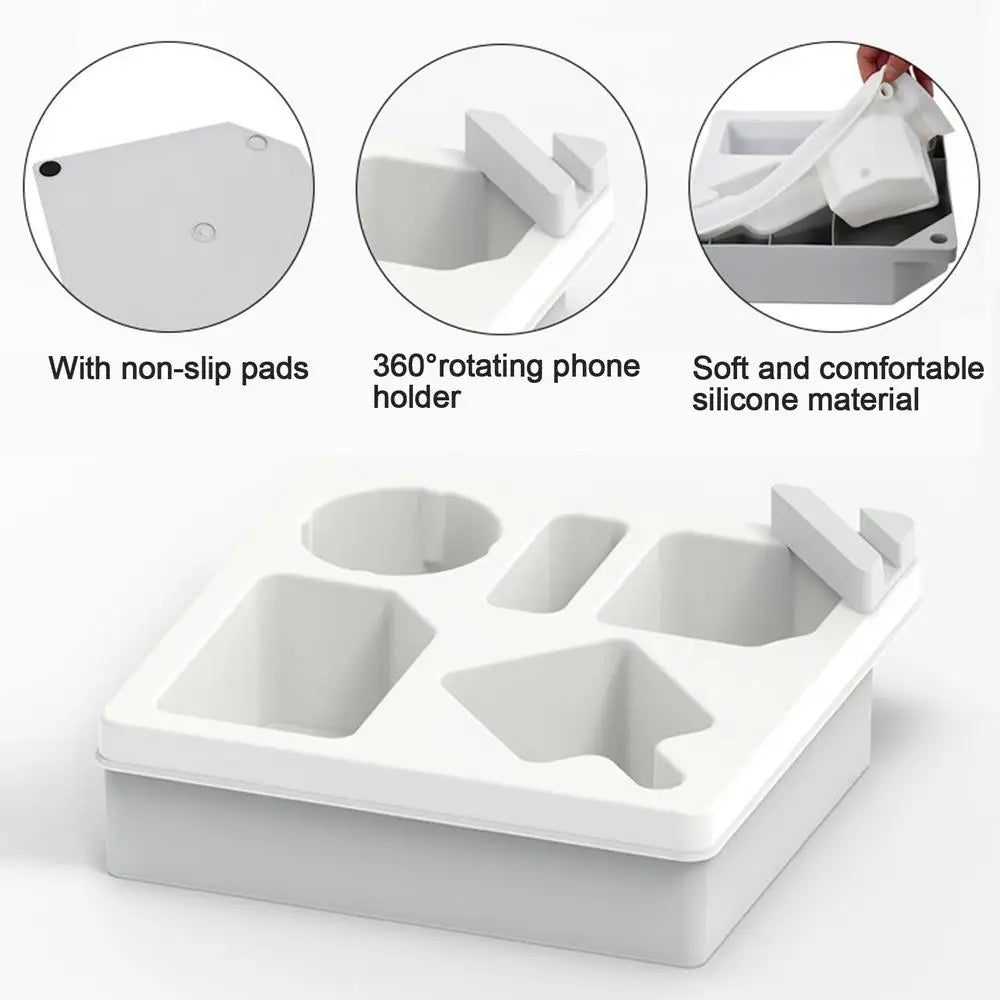 Couch Cup Holder Natural AntiSlip Silicone Sofa Armrest Tray Foldable Multifunctional Remote Control Holder Snack Tray For Home