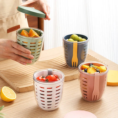 Portable Breakfast Cups Yogurt Salad Cereal Nut Fruitful Cup Container Set with Fork Food Storage Bento Box Lunch