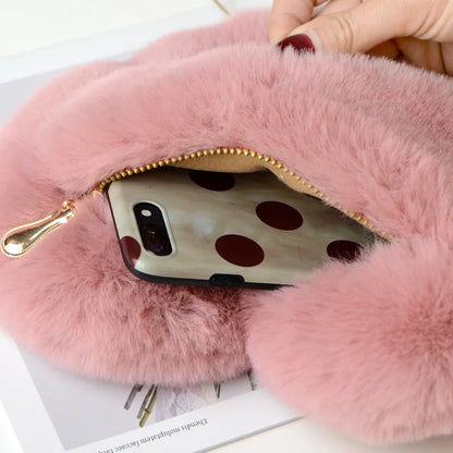 Fashion Women Heart Shaped Shoulder Bag Cute Luxury Faux Fur Crossbody Bags Wallet Purse Plush Chain Handbags Lady Messenger Bag