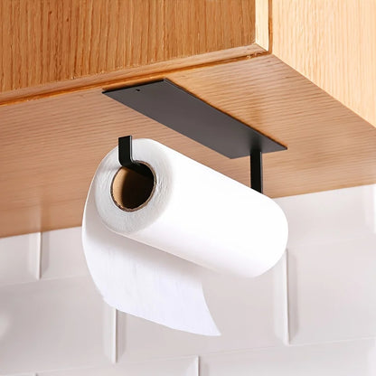 Kitchen carbon steel paper towel rack Punch free paper towel rack Household paper rack Storage rack