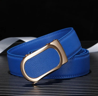 Gemstone Blue Belt for Men and Women Automatic Buckle Belts Fashion Casual Cinturon Female Waistband Green White Black Brown Red