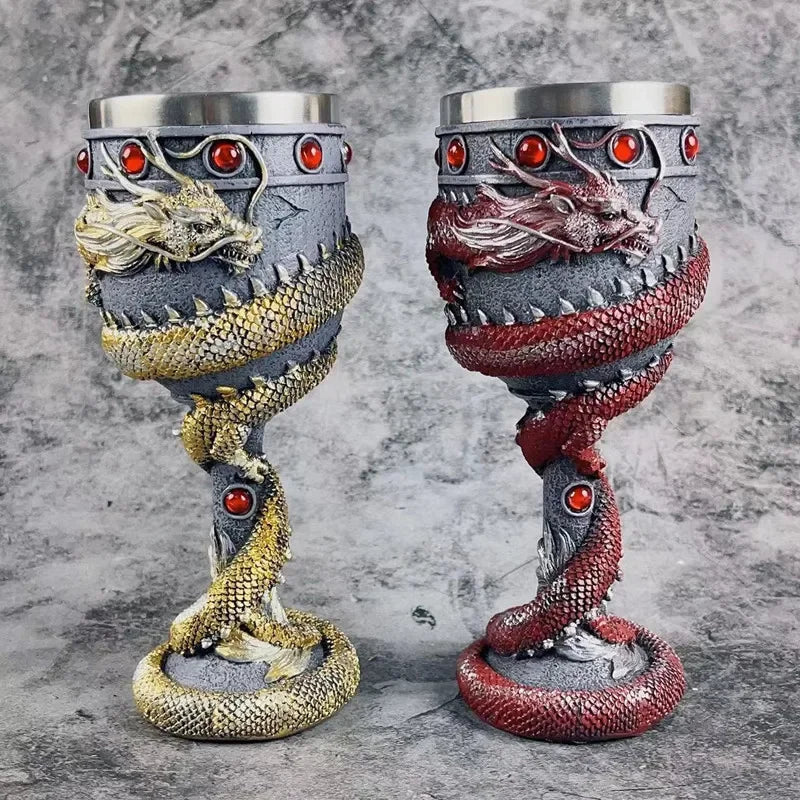 Chope à bière créative dragon chinois en résine et acier inoxydable 304. Cette tasse à café de grande capacité sert également de carafe à eau. Idéal pour les ustensiles de bar et parfait comme cadeau pour les hommes.