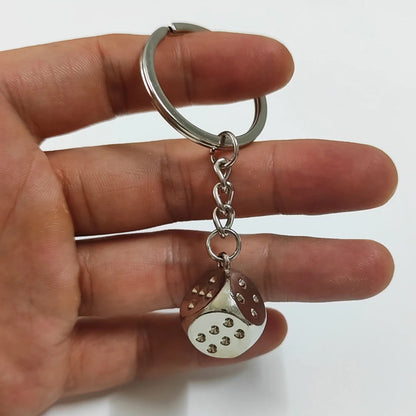 Lucky Dice Pendant Keychain Men Metal Car Key Ring Handbag Purse Ornaments Jewelry Gifts