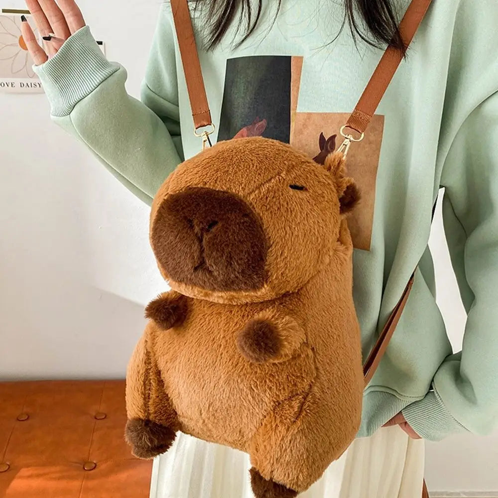 Capybara Capybara Plush Backpack Simple Animals Plush Doll Bag Students School Bag Cartoon Knapsack Cartoon Backpack Girls