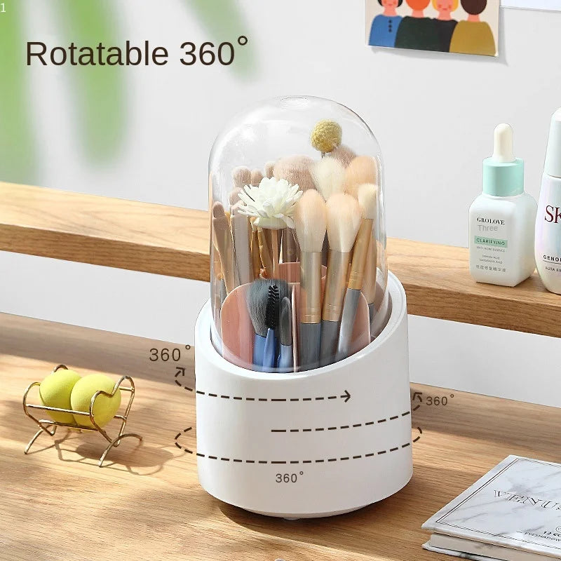 Storage Box  360 ° Rotating Makeup Brush Storage Holder Organizer Plastic Pen Holder Student Office Stationery Storage Bucket