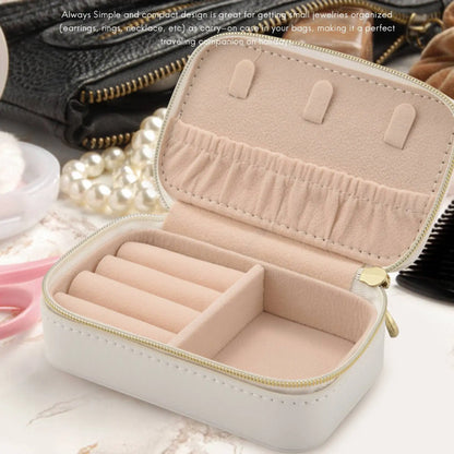 Small Jewelry Box,Portable Travel Jewelry Box Organizer Display Storage Case for Rings and Earrings White