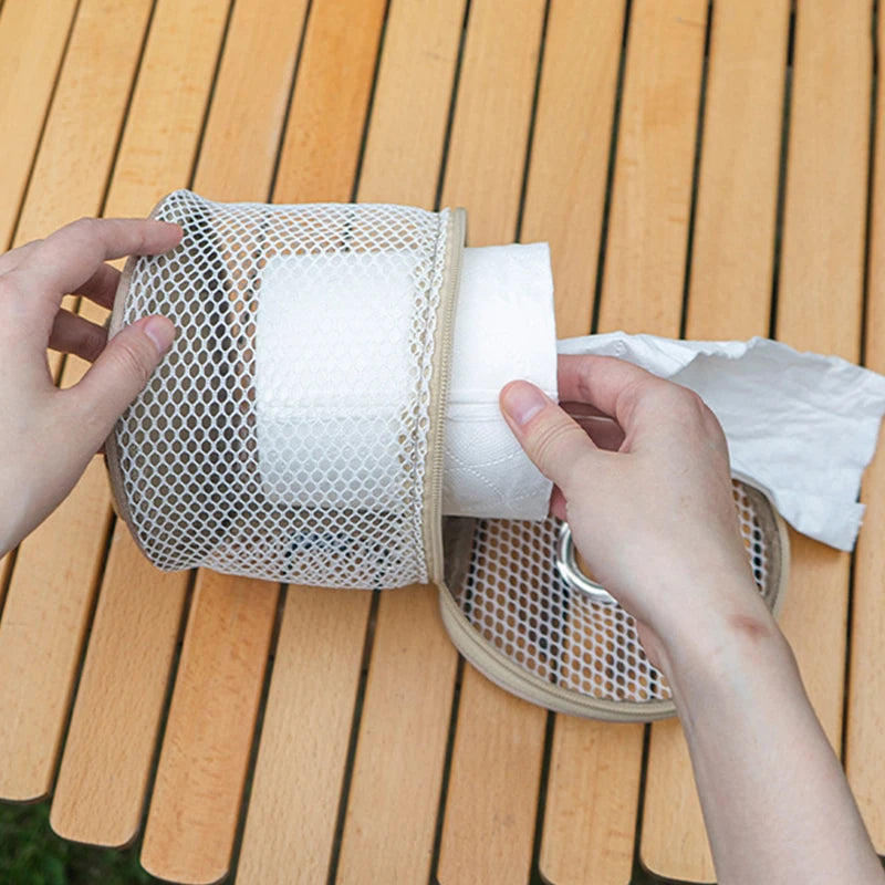 Outdoor Tissue Box Case Portable Roll Paper Storage Bag Napkin Paper Hanging Storage Holder for Picnic Hiking Camping Accessory