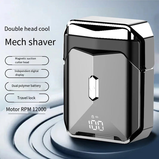 Electric Shaver Dual Batteries Digital Display LED Mini Razor Mech Rechargeable Magnetic Cutter Head Beard Trimmer Men