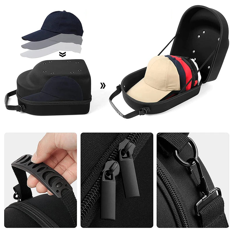 Baseball Hat Travel Bag Baseball Cap Travel Case  Storage Carrier Box Display Bag Eva Baseball Cap Carrying Bag