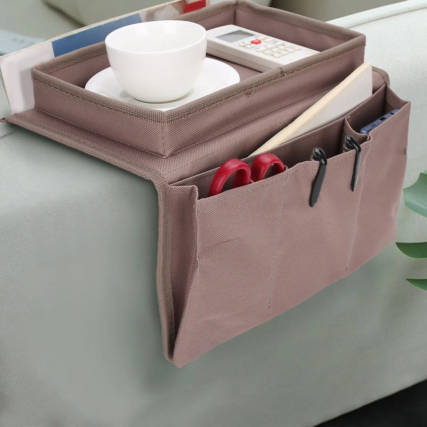 4 Pockets Sofa Armrest Tv Remote Control Organizer Armchair Couch Bag With Cup Holder Tray Remote Control Storage Bag