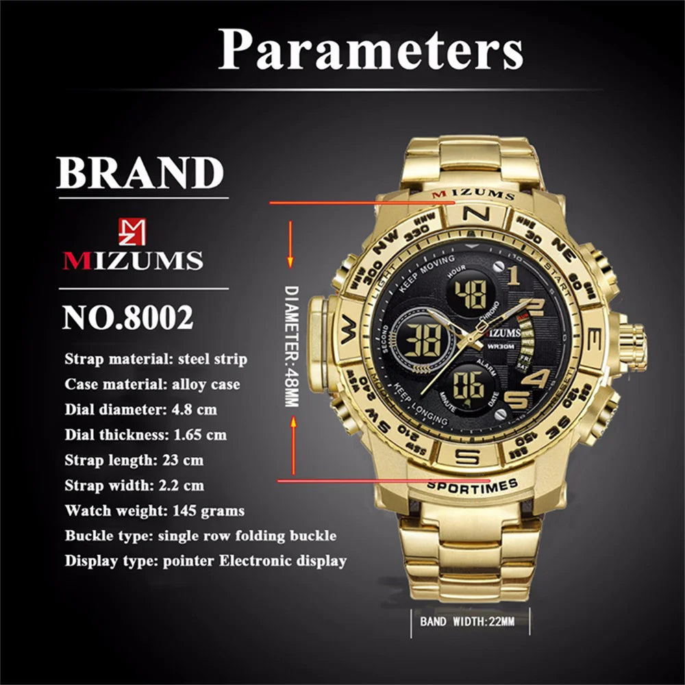 Men's Sport Watches Top Brand Luxury Steel Strap Digital Led Electronic Waterproof Wristwatch Military Clock Relogio Masculino