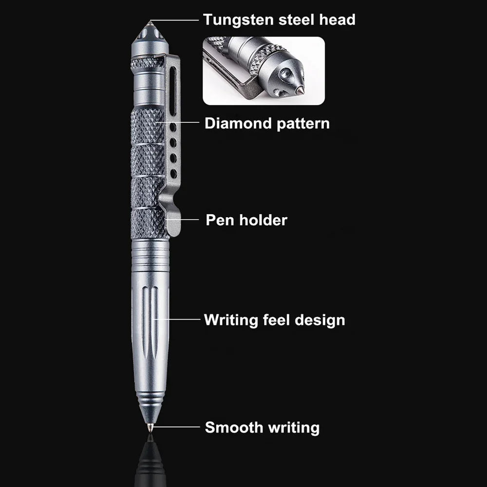 Tactical Pen Multifunction Aluminum Alloy Emergency Glass Breaker Pen Outdoor Camping Security Survival Tools