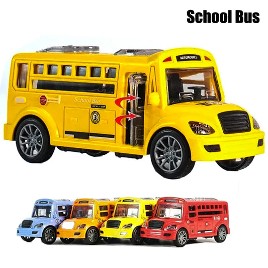 School Bus Children's Toy with Opening Doors Inertia Car for Kids Class Educational Transportation Model Toys for Boys Gift